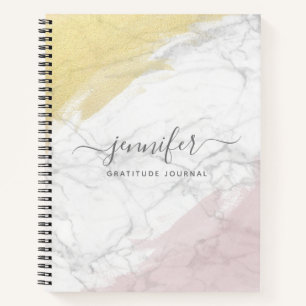 Girly Rose Gold Monogram Personalisiert Marble Notizbuch