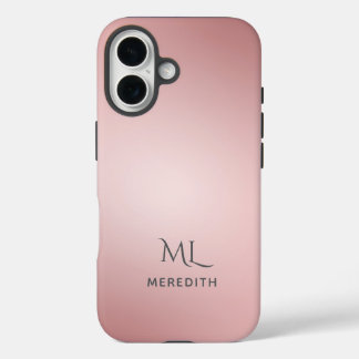 Girly Rose Gold Ombre Personalized Name iPhone 16 Hülle