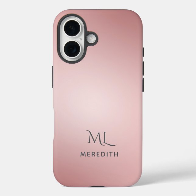 Girly Rose Gold Ombre Personalized Name Case-Mate iPhone Hülle (Rückseite)