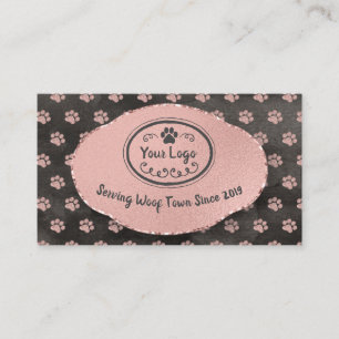 Girly Rose Gold Paw Prints Grooming Add Logo Visitenkarte
