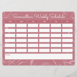 Girly Rose Gold Weekly School Programm