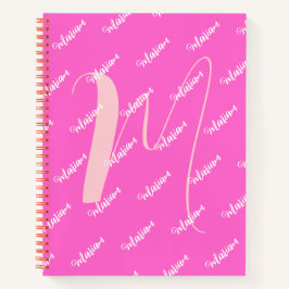 Girly Rose Rosa Farbe - Anfangsname Mit Monogramm Notizbuch
