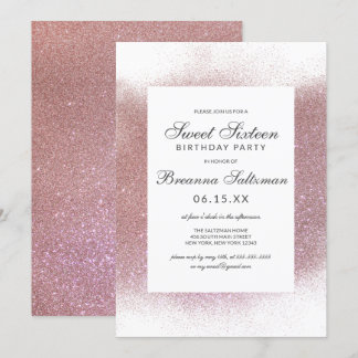 Girly Rose Rosa Weißer Glitzer Staubabsaugung Süß  Einladung