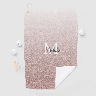 Girly Roségold-Rosa Glitter-Monogramm-Schrift Golfhandtuch