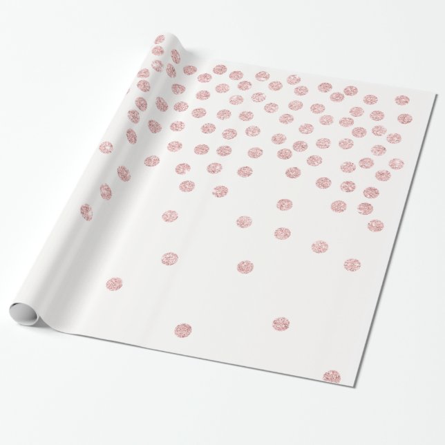 girly RosengoldGlitter Confetti-Polkapunkte Geschenkpapier (Ungerollt)