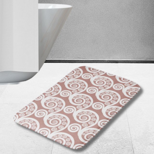 Girly Rosy-White Botanical Fern Leaf Curls Wirbel Badematte (Girly Rosy-White Botanical Fern Leaf Curls Swirls Bath Mat)