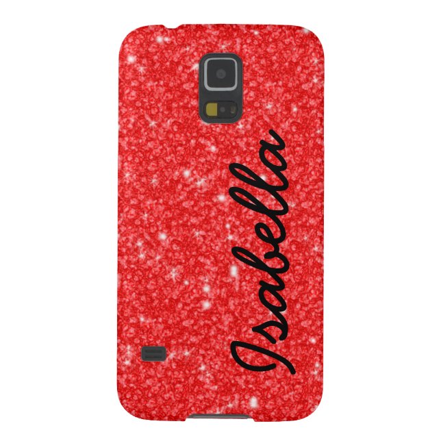 GIRLY ROTER GLITZER DRUCKPERSONALISIERTES Case-Mate SAMSUNG GALAXY HÜLLE (Rückseite)