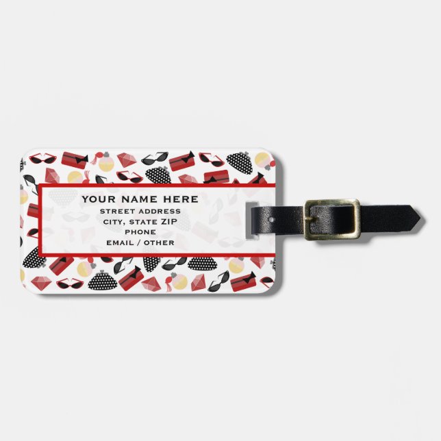 Girly roter Zusatz-Gepäckanhänger Gepäckanhänger (Vorderseite horizontal)