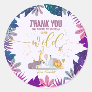 Girly Safari Wild Animal Boho Geburtstagsparty Runder Aufkleber