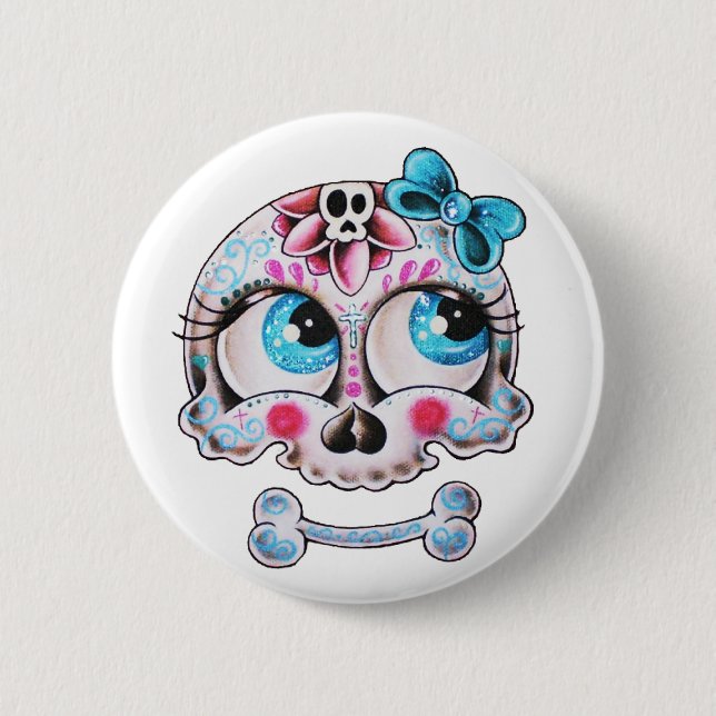 Girly Schädel Button (Vorderseite)