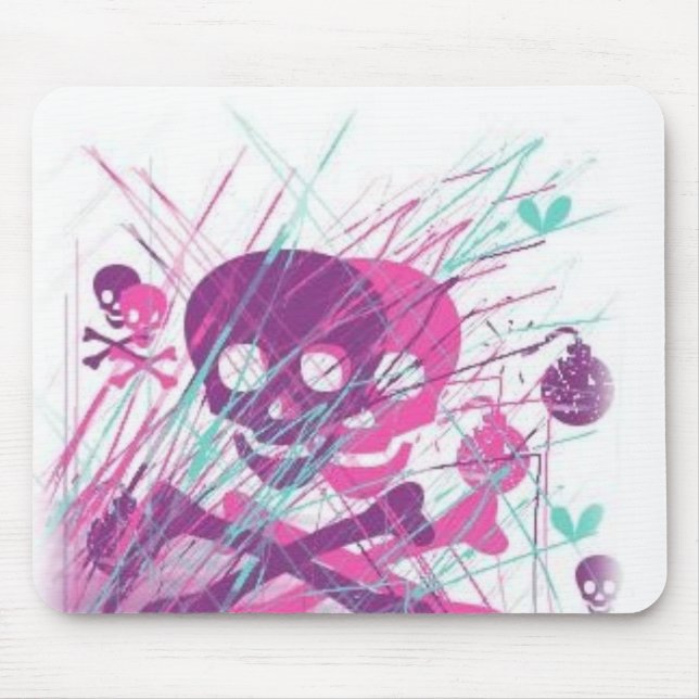 Girly Schädel-Mausunterlage Mousepad (Vorne)