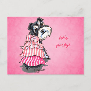 Girly Schnauzer Pink Dress Off Leash Art™ Postkarte