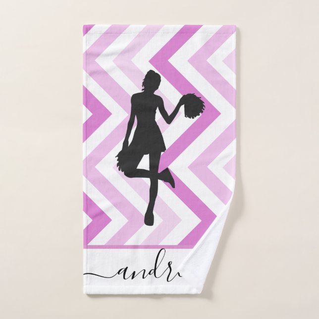 Girly School Cheer Pink Design Cheerleader's Name Handtuch (Handtuch)