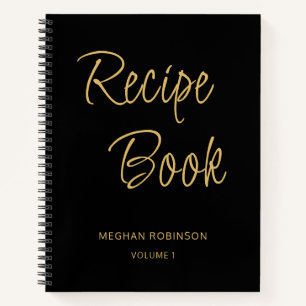 Girly Schrift Rezeptbuch Schwarz Personalisiertes Notizbuch