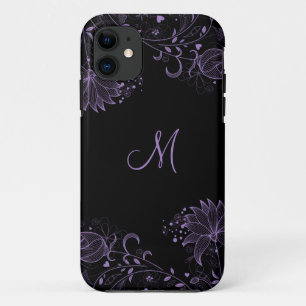 Girly schwarzes und lila skizziertes BlumeniPhone5 Case-Mate iPhone Hülle