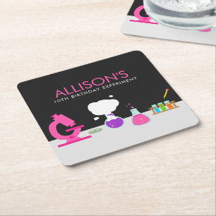 Girly Science Party Rechteckiger Pappuntersetzer