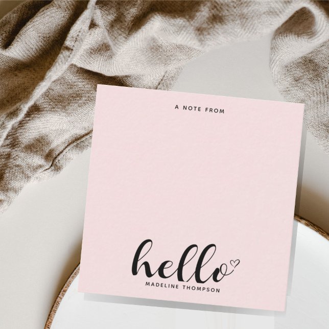 Girly Script Calligraphy Herz Blush Pink Mitteilungskarte (Von Creator hochgeladen)
