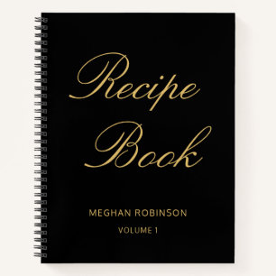 Girly Script Cookbook Schwarzes Personalisiertes R Notizbuch