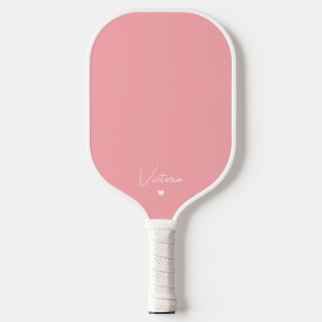 Girly Script Personalisiert Name und Heart Pickleb Pickleball Schläger (Vorderseite)