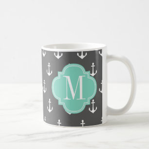 Girly Seeanker-Holzkohlen-Aqua personalisiert Tasse