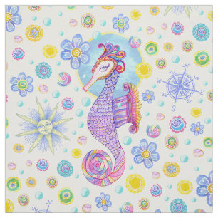 Girly Seepferd-Gewebe Stoff