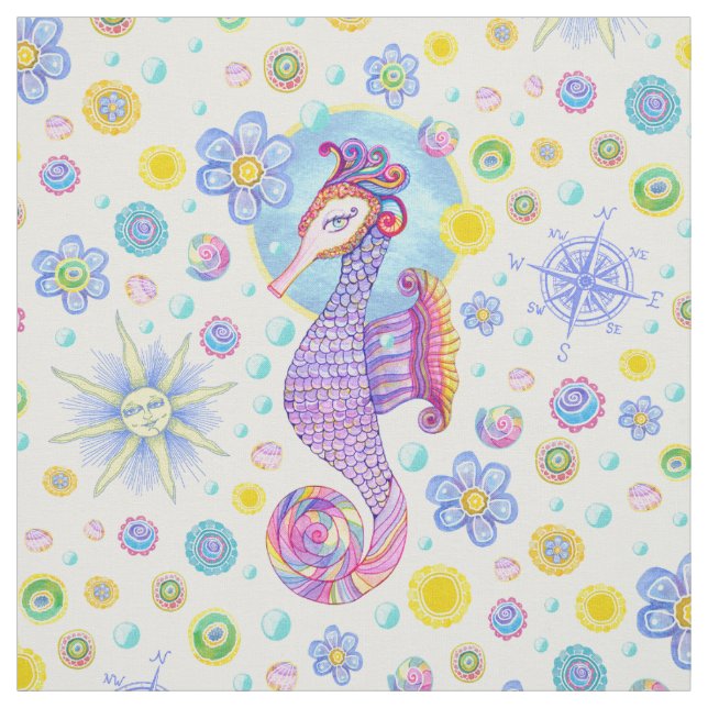 Girly Seepferd-Gewebe Stoff (Muster)