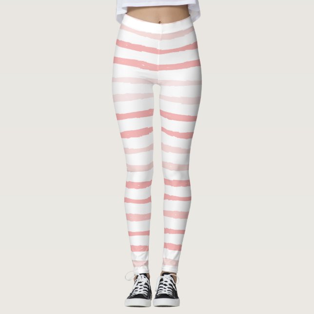 Girly Serene Dusty Pink Bio Streifen Leggings (Vorderseite)