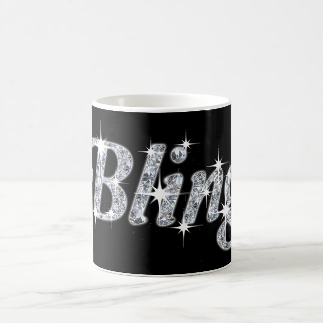 Girly silber Diamond funkeln Bling Text Tasse (Mittel)