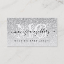 Girly Silver Glitzer Luxe Glam Monogram