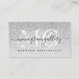 Girly Silver Glitzer Luxe Glam Monogram Visitenkarte