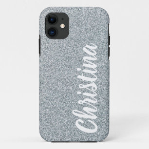 Girly Silver Glitzer Name Personalisiert Case Mate