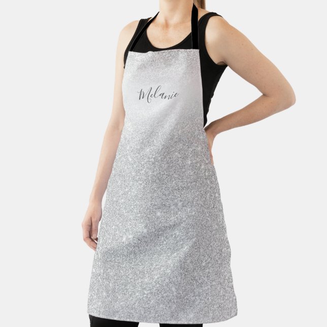 Girly Silver Glitzer Ombre Personalisiert Schürze (InSitu)