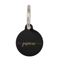 Girly Simple Black and Gold Monogram Script