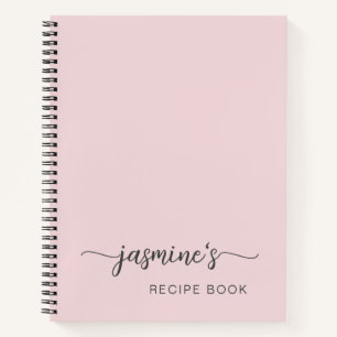 Girly Simple Blush Pink Kochbuch Rezept Signatur Notizbuch