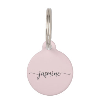 Girly Simple Minimalistisch Monogram Name Script Haustiermarke
