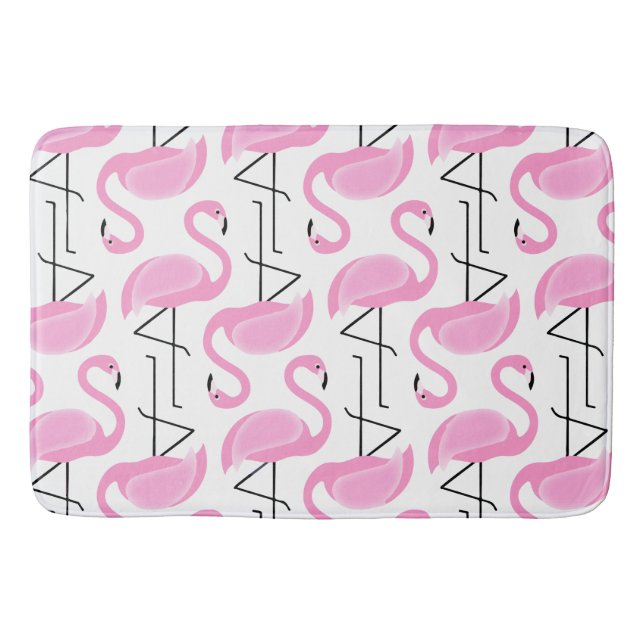 Girly Simple Modern Pink Flamingo Muster Badematte (Vorderseite)