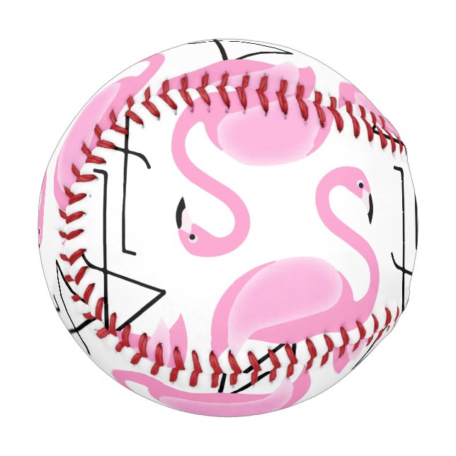 Girly Simple Modern Pink Flamingo Muster Baseball (Vorderseite Links)