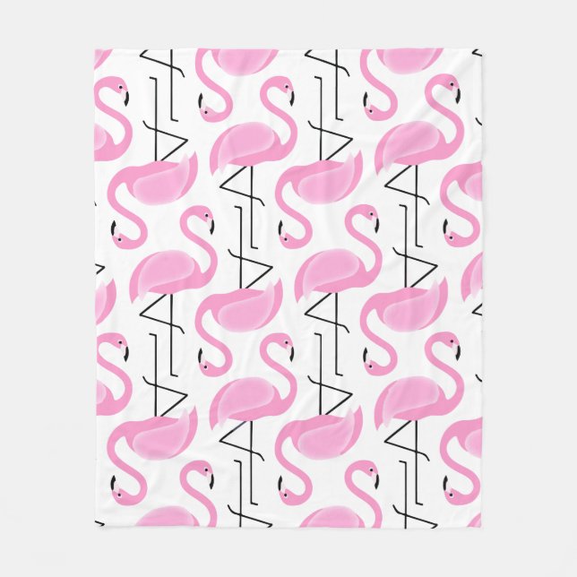 Girly Simple Modern Pink Flamingo Muster Fleecedecke (Vorderseite)