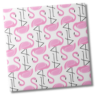 Girly Simple Modern Pink Flamingo Muster Fliese