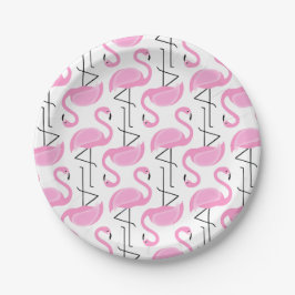 Girly Simple Modern Pink Flamingo Muster Pappteller