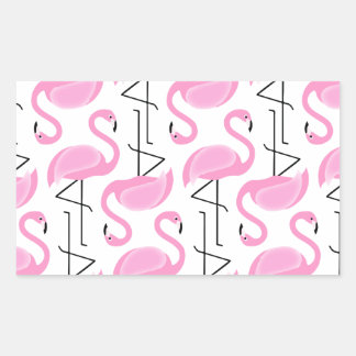 Girly Simple Modern Pink Flamingo Muster Rechteckiger Aufkleber