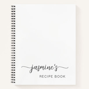 Girly Simple White Kochbuch Rezept Signatur Notiz Notizbuch