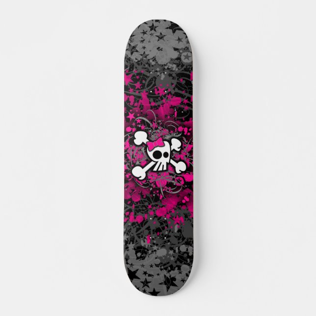 Girly Skull & Crossbones Skateboard (Vorne)
