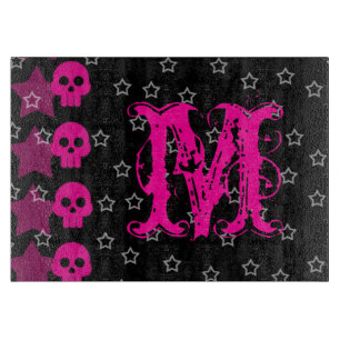 Girly Skull EMO Punk Monogram Glasschneider Schneidebrett
