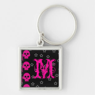 Girly Skull EMO Punk Rock Rocker Girl Key Chain Schlüsselanhänger