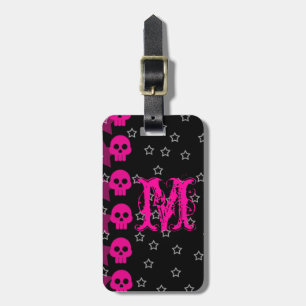 Girly Skull EMO Punk Rocker Monogram Gepäckanhänge Gepäckanhänger