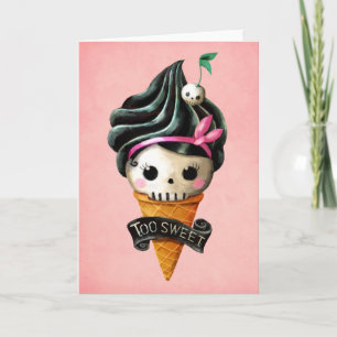 Girly Skull Ice Creme Cone Karte