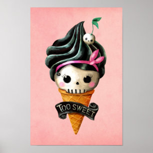 Girly Skull Ice Creme Cone Poster