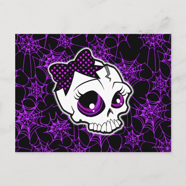 Girly Skull Postkarte (Vorderseite)