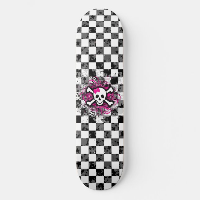Girly Skull Skateboard (Vorderseite)